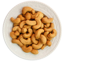 Cashews in plate Tabletop Isolated