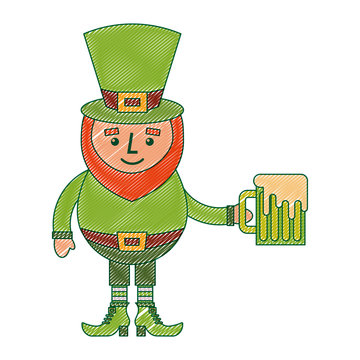 leprechaun character holding green beer vector illustration drawing image design