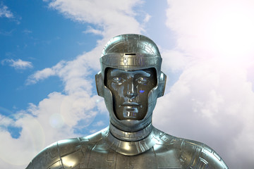 3D Illustration of the robot head Android, 3D render