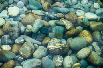 Underwater sea stones. sea water and pebbles