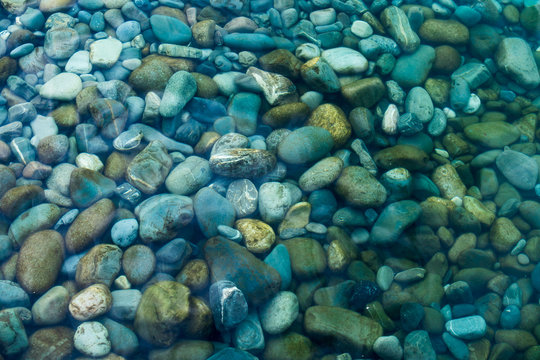 Underwater sea stones. sea water and pebbles