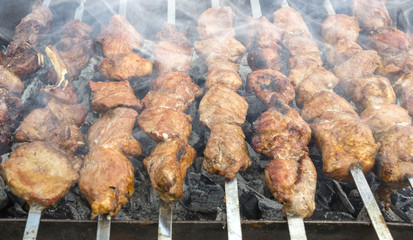 Grilled kebab cooking