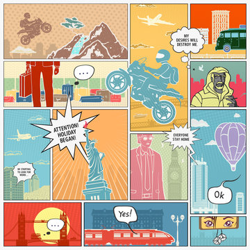 Vector illustration Page Comics Layout Concept