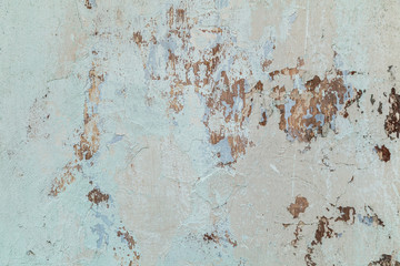 Shabby wall with broken cement plaster. Old surface texture for loft interrior