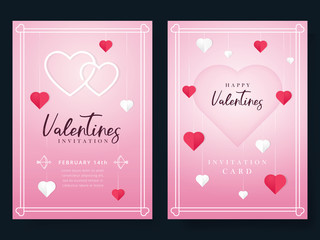 Obraz na płótnie Canvas Valentines day invitation. Beautiful greeting or invitation cards with heart shape. Valentines day party flyer design. Holiday and event background design banner. Vector illustration