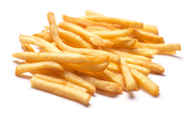 Heap of French fries isolated on  white background
