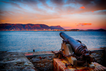 Coucher de soleil sur la rade de Toulon depuis le Fort Balaguier à La Seyne-sur-Mer
