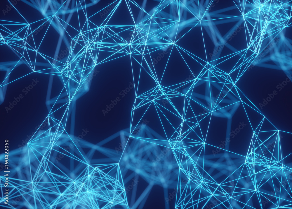 Wall mural 3d illustration of connections and dots representing the concept of cloud computing.