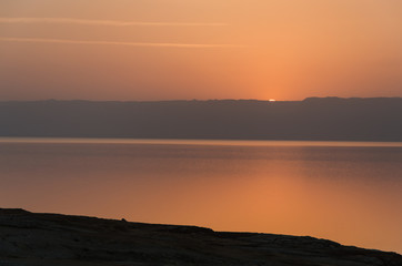 Sunset on the Dead Sea from the Jordanian side.