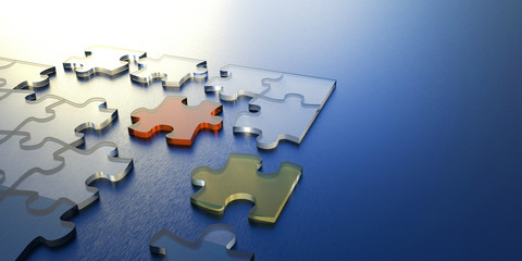 Jigsaw closeup and Business idea Concept  / 3DRander