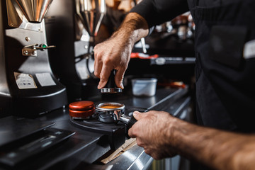 Making a espresso and cappuccino.