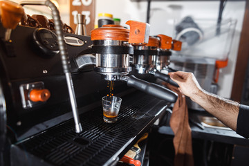 Making a espresso and cappuccino.