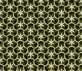 Obraz premium Abstract seamless pattern with floral patterns. Geometric mosaic.