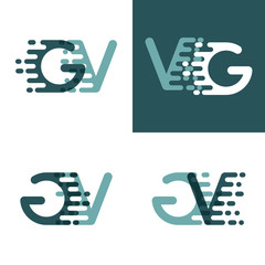 GV letters logo with accent speed in gray and dark green