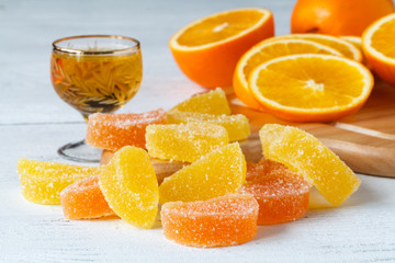 orange fruit marmalade jelly close up view