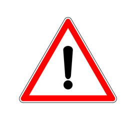 Yield Triangle Sign - Road traffic coordination symbol. Road sign warning attention with an exclamation mark. Vector illustration.