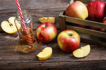 ripe apples and apple juice