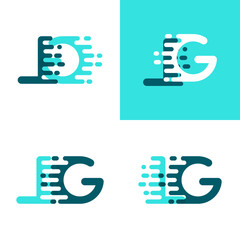 LG letters logo with accent speed in light green and dark green