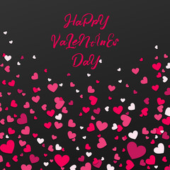 Obraz premium Colorful Background with Heart Confetti. Valentines day greeting card or wedding invitation background party design. Cartoon flat style vector illustration.