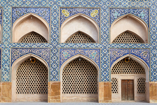 Arches in the wall in the Jame Mosque, Isfahan, Iran.