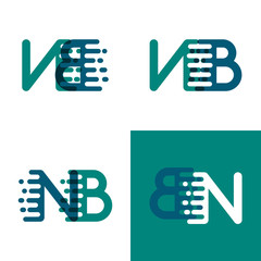 NB letters logo with accent speed in green and dark purple