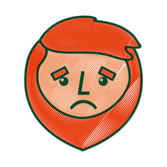 cartoon sad face man beard character vector illustration