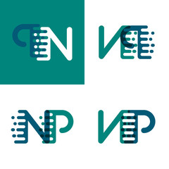 NP letters logo with accent speed in green and dark purple © nakigitsune-sama