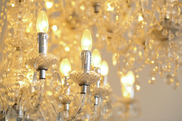 Glowing crystal lamp, chandelier, vintage
