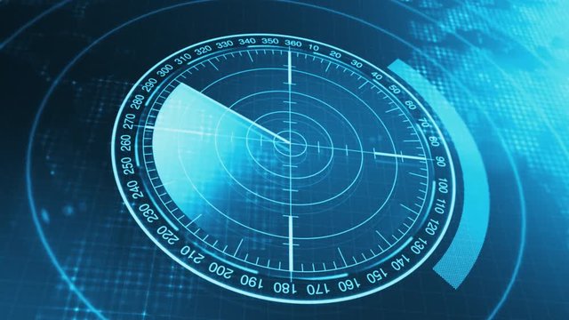 Sonar Screen For Submarines And Ships. Radar Sonar With Object On Map. Futuristic HUD Navigation monitor