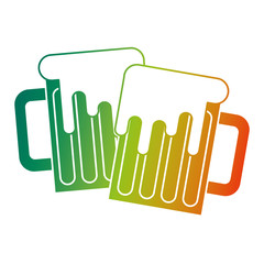 two beer glass foam beverage vector illustration degraded color design