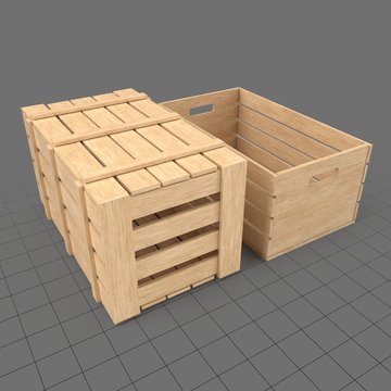 Set of two wooden crates
