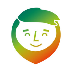 cartoon smiling face man beard character close eyes vector illustration  degraded color design