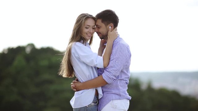 Couple Kissing. Romantic People In Love Kiss in Nature