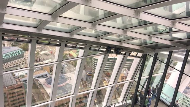 LONDON - SEPTEMBER 2016: Sky Garden with tourists. This is a famous tourist attraction