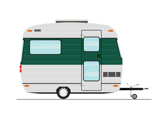 Cartoon caravan. Side view. Flat vector.