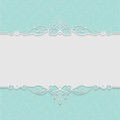 Vector elegant frame in turquoise colors for wedding invitations, greeting cards, greeting cards, photo frames, certificates, labels. Pastel background with frame and swirls