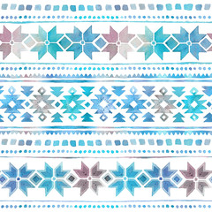 Seamless Watercolor winterTribal Boho Pattern