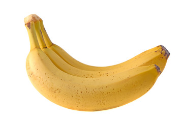 three yellow banana isolated on white background