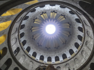 Jerusalem, Israel - the dome Interior of  the Church of the Holy Sepulchre in Jerusalem