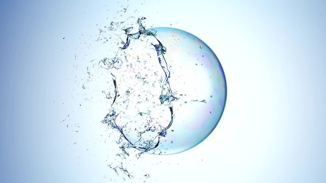 3d soap transparent bubble in the deformation.