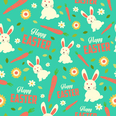 Easter Bunny and Spring Wallpaper Seamless Pattern Background