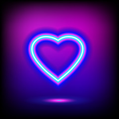 Bright heart. Neon sign. Retro neon heart. Ready for your design