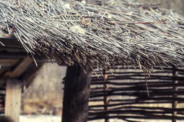 Old straw roof on the gazebo