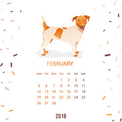 New Year calendar 2018 with a dog in flat style