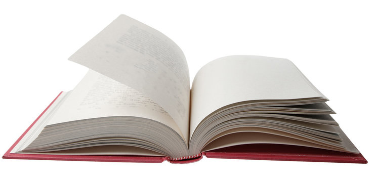 Pages of open book isolated on white background