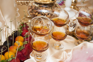 festive table setting with a variety of desserts