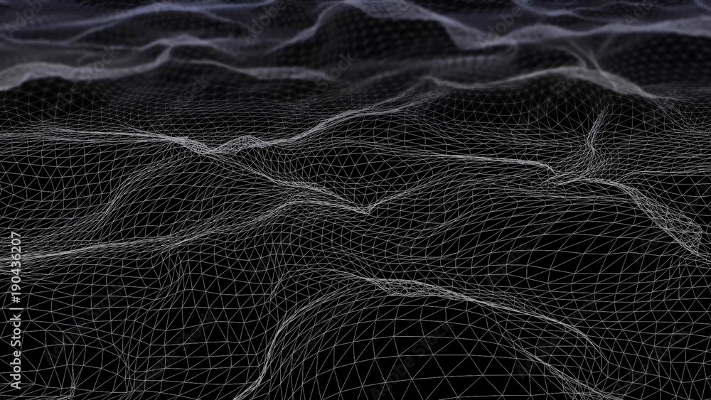 Poster futuristic network shape waving. computer generated abstract seamless loop smooth animation rendered