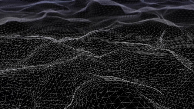 Futuristic network shape waving. Computer generated abstract seamless loop smooth animation rendered