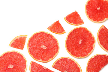 healthy food. sliced grapefruit isolated on white background top view