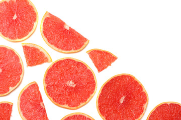 healthy food. sliced grapefruit isolated on white background top view